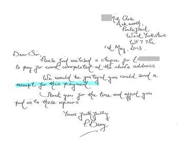 Pontefract Roof Repairs Letter