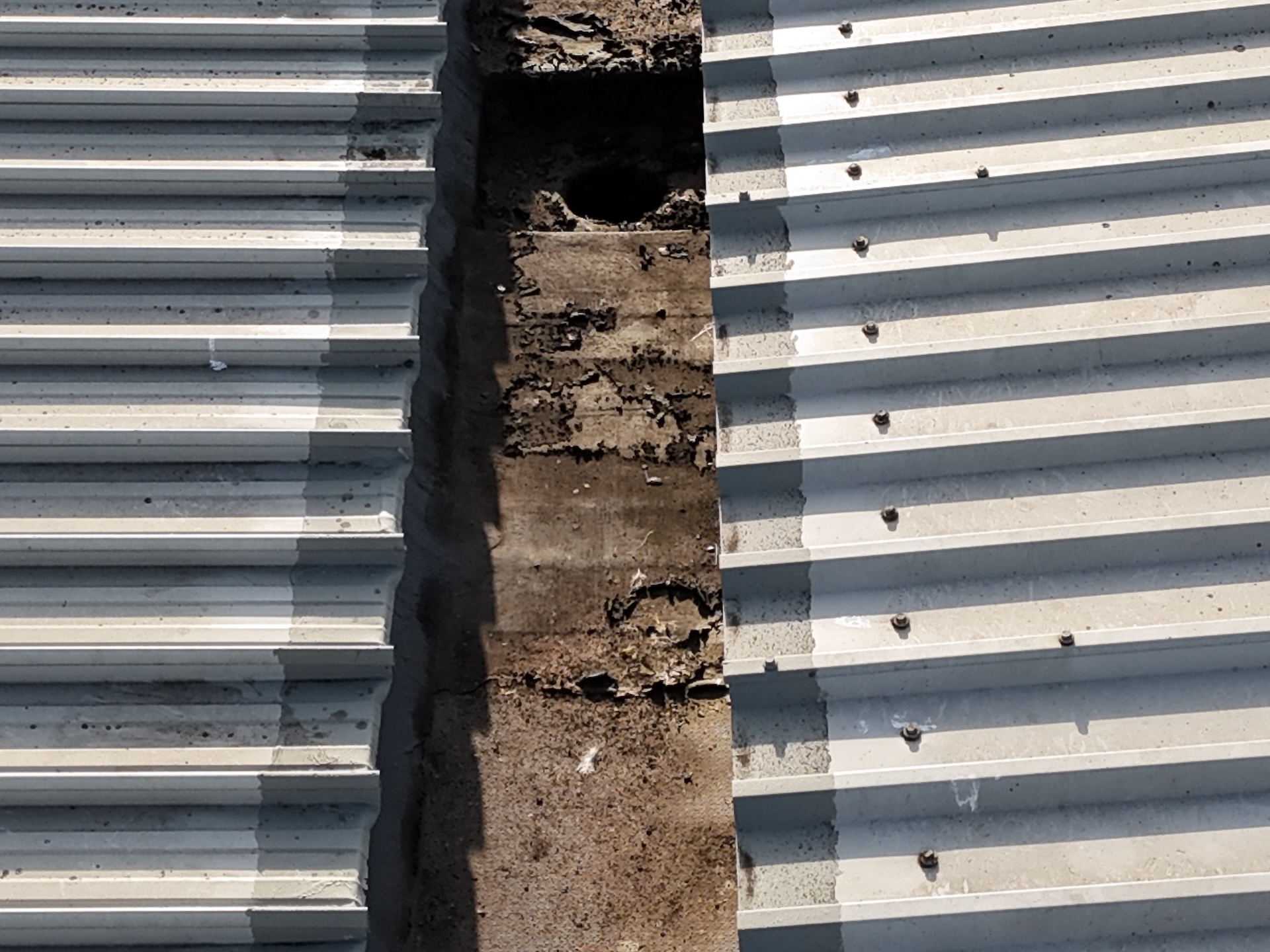 Close up of roof damage and exposed section identified during drone inspection